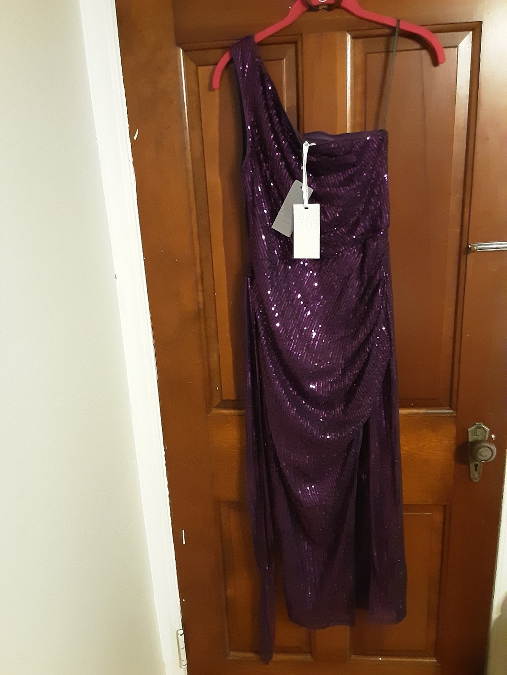 Grace Karin One-Shoulder Purple Sequin Evening Dress Size S